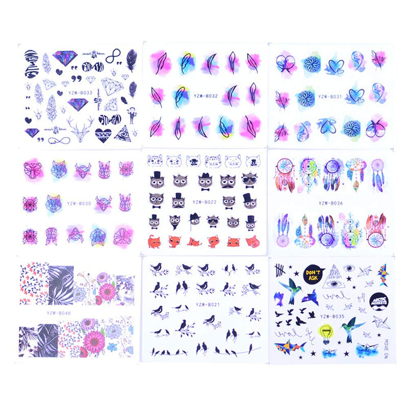 SILPECWEE 48 Sheets Summer Nail Water Transfer Stickers Tips Water Slide Nail Art Decals Flower Manicure Accessories and 1Pc Anti-Static Tweezers NO2 - BeesActive Australia