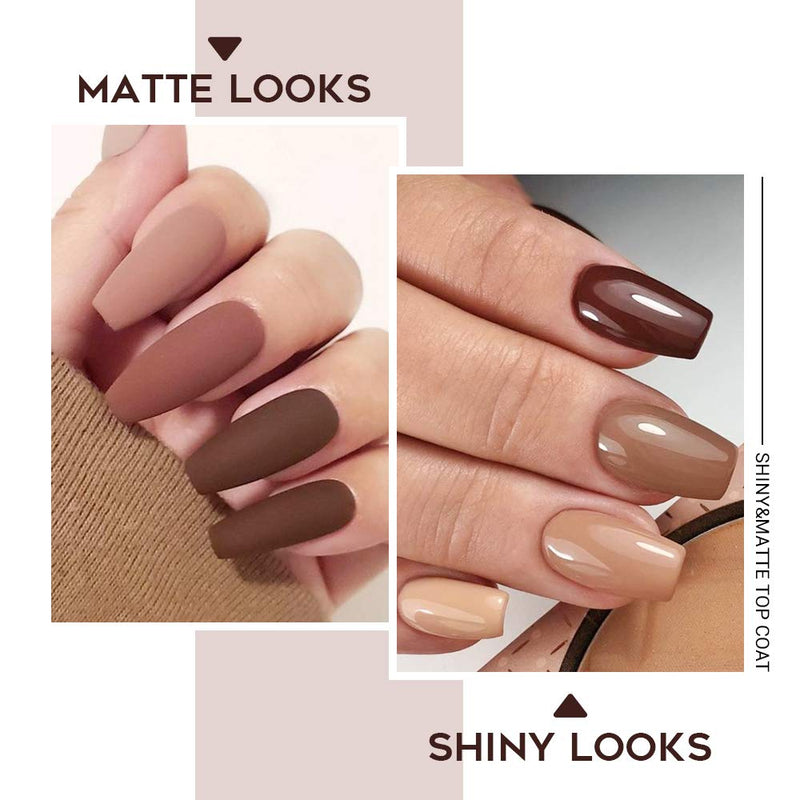 Modelones Matte Top Coat Base Coat for Gel Nail Polish, 3Pcs No Wipe Top Coat, Long Lasting High Gloss Shiny and Matte Effects DIY at Home, 10ml Each Bottle - BeesActive Australia