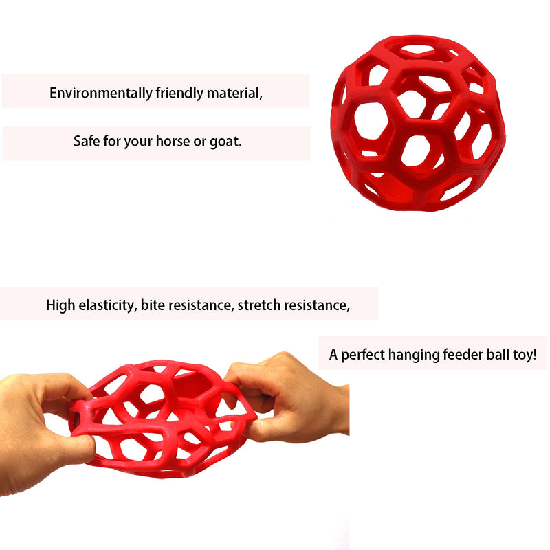 Besimple 2 Pack Horse Treat Ball Hay Feeder Toy, Goat Feeder Ball Hanging Feeding Toy for Horse Goat Sheep Relieve Stress(Red) Red - BeesActive Australia