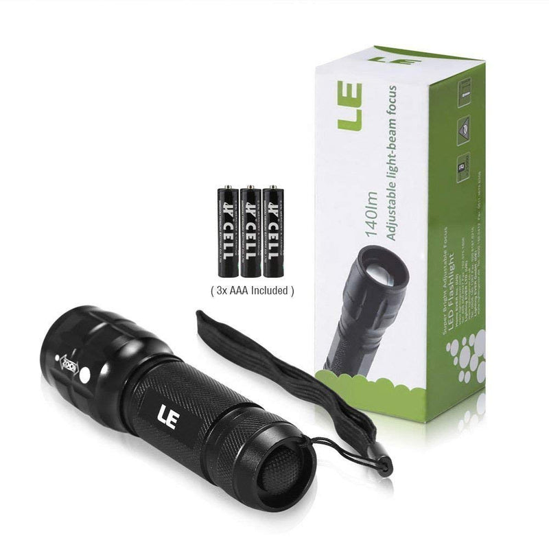 LE CREE LED Flashlight, Small and Super Bright LED Tactical Torch, Handheld Flash Light, Zoomable, Water Resistant, Adjustable Brightness for Camping, Running, AAA Batteries Included 1 - BeesActive Australia