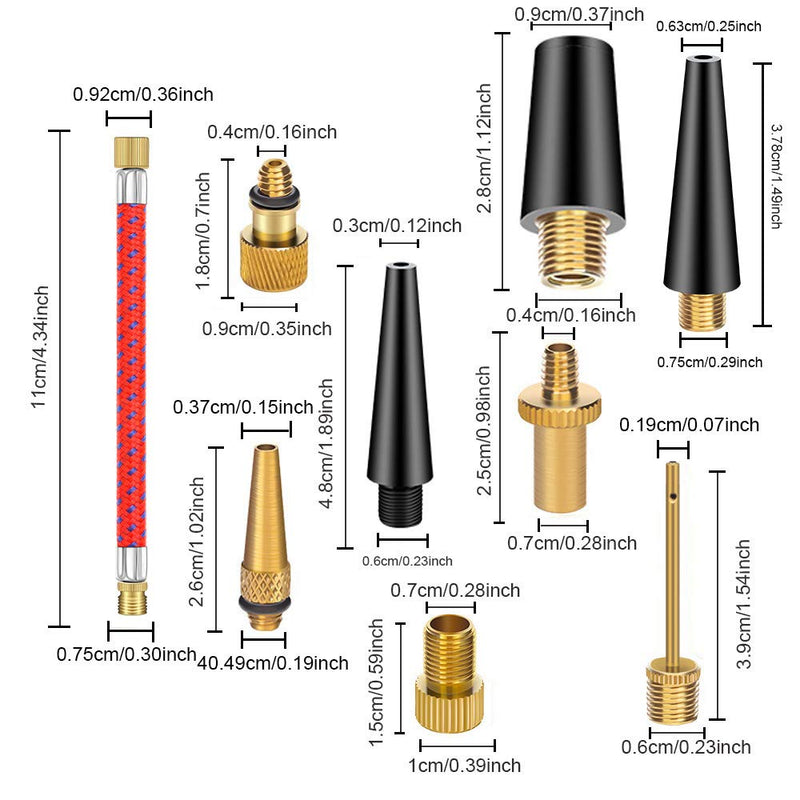 mamakoi 21PCS Brass Presta Schrader Valve Adapter Tools, Ball Pump Needle, Bike Tire Valve Pump Adapters, Pump Tools, Presta Valve Adapter Bike Pump Accessories Fit for Bike Gym Balloon Toy Pump - BeesActive Australia