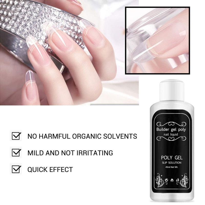 Greeza Slip Solution Polygel, Extension Nail Polygel Slip Solution, Anti-stick Nail Liquid Slip Solution for Poly Gel, Contains Brush + Crystal Cup for Nail Builder Gel Nail DIY - 45ml - BeesActive Australia