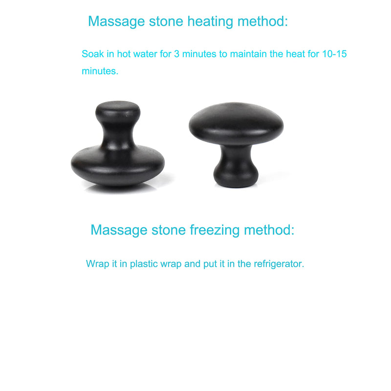 Windfulogo 2 Pcs Mushroom Shaped Massage Stones Warmer Natural Lava Basalt Hot Rock Guasha Tools for Face Body for Spa, Massage Therapy Black - BeesActive Australia