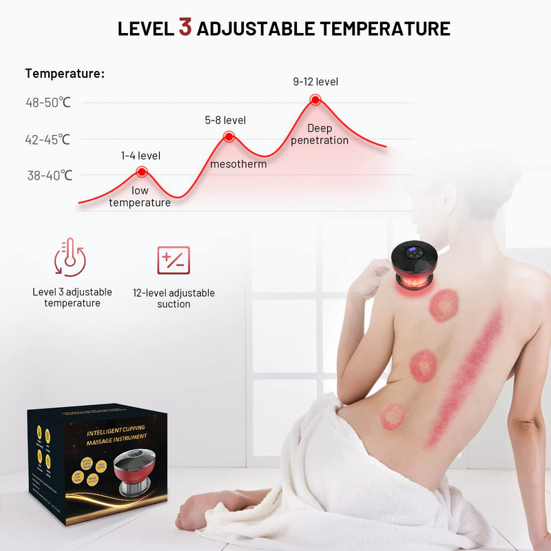 Electric Cupping Therapy Massager Machine, 3 in 1 Rechargeable Gua Sha Massager with 3 Suction Modes, Vacuum Cupping Therapy Set Handheld Scraping Tool with LCD Screen, 12 Suction Levels Adjustable - BeesActive Australia