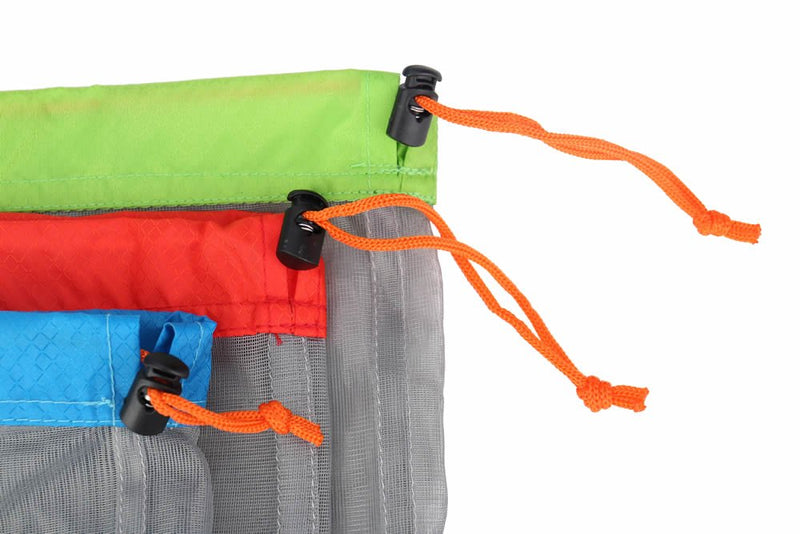 Stuff Sack Set of 3 Lightweight Nylon Mesh Drawstring Storage Bag for Travelling Hiking - BeesActive Australia