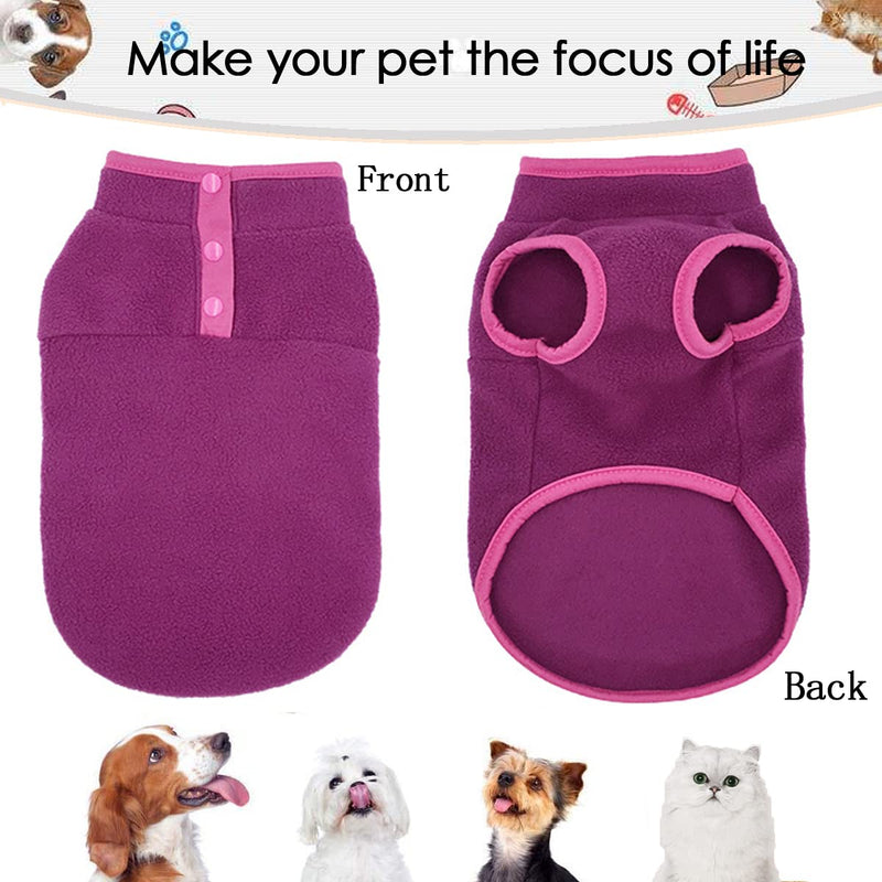 2 Pack Dog Fleece Vest Sweater, Warm Pullover Fleece Puppy Jacket, Autumn Winter Cold Weather Coat Clothes, Pet Stretch Fleece Apparel with Buttons Costumes for Small Medium Dogs Cats Fuchsia+Gray - BeesActive Australia