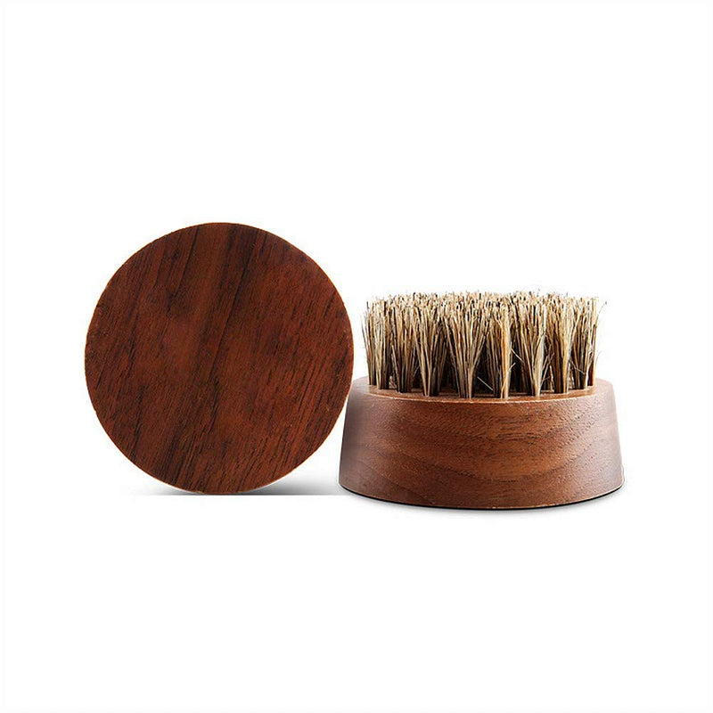 JZK Stiff boar bristles beard brush with walnut wood base, beard grooming and tame brush, with metal storage tin - BeesActive Australia