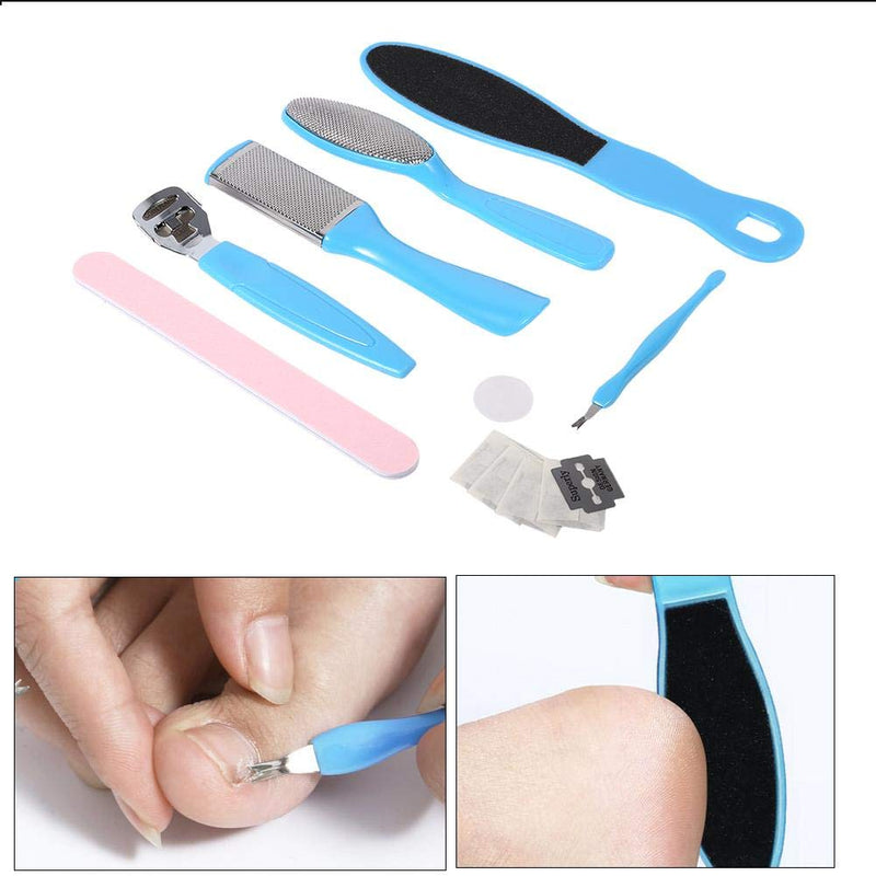 Foot Callus Remover, 10PCS Dead Skin Remover Foot Scrub Care Tool Portable Foot File Set Callus Remover for Home or Professional Use(Color: Blue & Pink) - BeesActive Australia