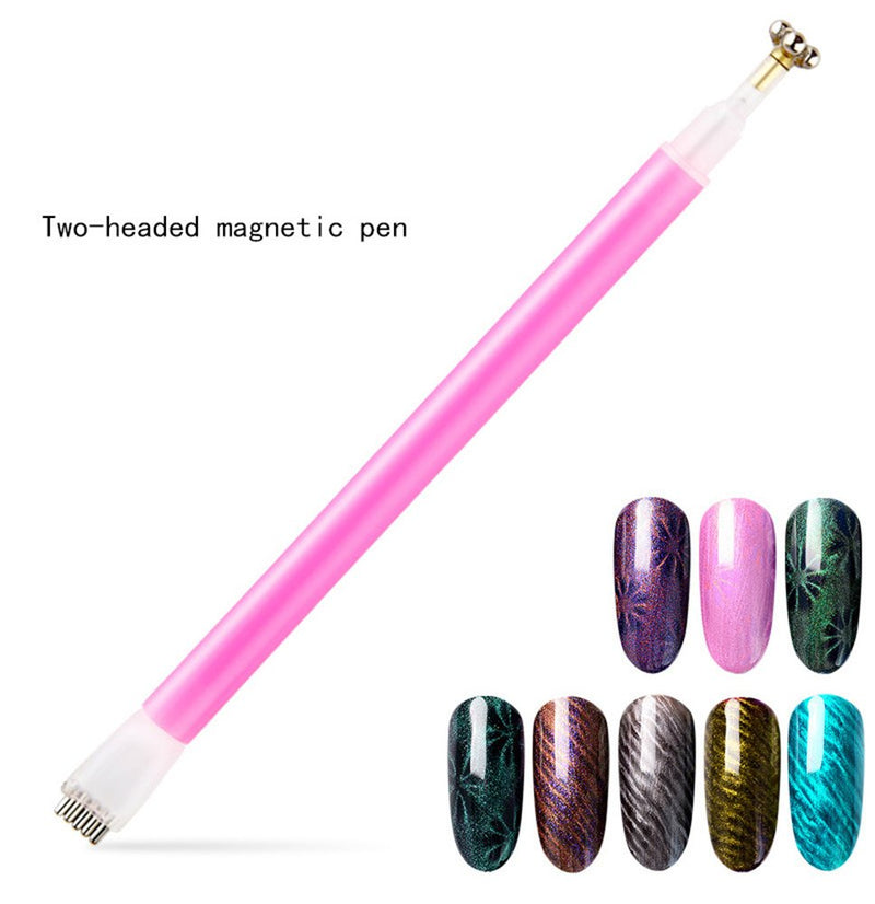 Minejin 3D Nail Art Cat Eye Gel Magnetic With Double-Head Magnet Flower Pen DIY Manicure Design Nail Art Polish Tools 4Pcs - BeesActive Australia