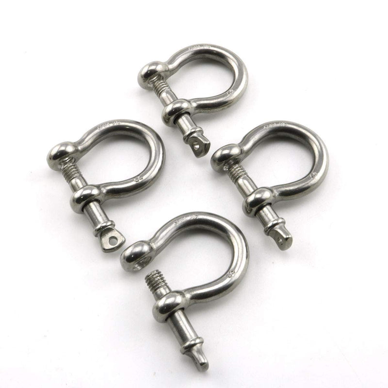 Heyous 4pcs 1/4 Inch 6mm Screw Pin Anchor Shackle Stainless Steel Heavy Duty Bow Shape Load Clamp for Chains Wirerope Lifting Paracord Outdoor Camping Survival Rope Bracelets - BeesActive Australia