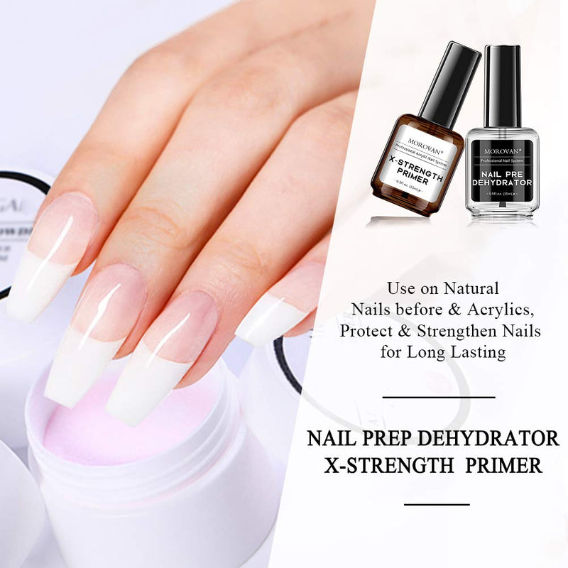 Morovan Nail Primer and Dehydrator for Acrylic Nails, Professional No Burn Fast Air Dry Nail Prep Dehydrator and X-Strength Primer Superior Protein Bonding, Acrylic Powder Application - BeesActive Australia