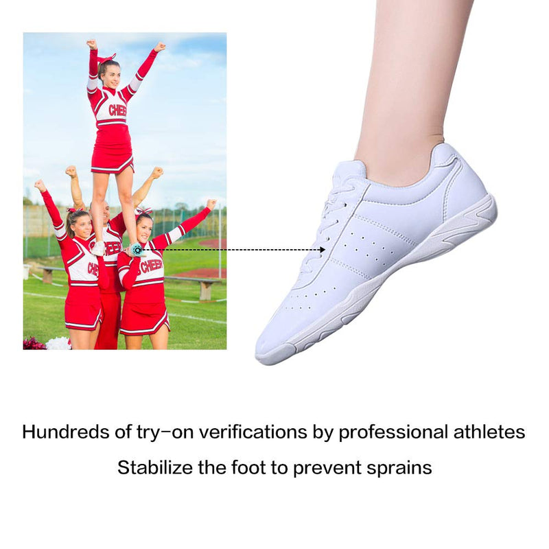 Smapavic Youth Girls Cheer Shoes White Cheerleading Dance Shoes Athletic Training Tennis Walking Competition Sneakers 8 White(women) - BeesActive Australia