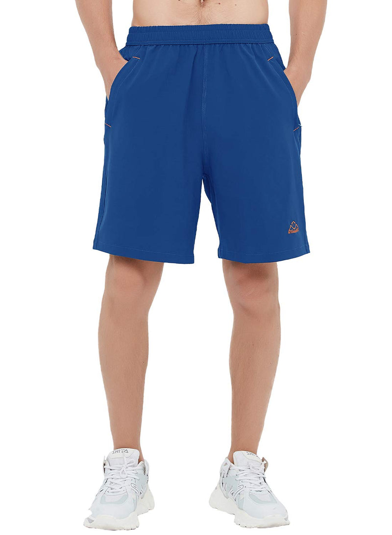 TBMPOY Men's Running Shorts Quick Dry Gym Outdoor Sports Zipper Pockets Medium A8-royal Blue - BeesActive Australia