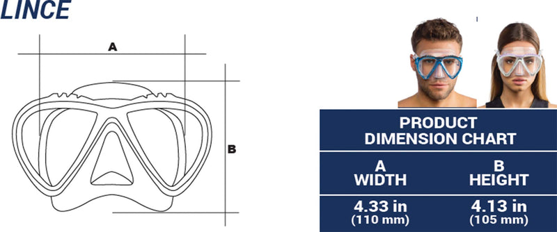 [AUSTRALIA] - Cressi LINCE, Adult Scuba Diving, Snorkeling, and Freediving Mask - Cressi: 100% Made in Italy Since 1946 Clear/Aquamarine 