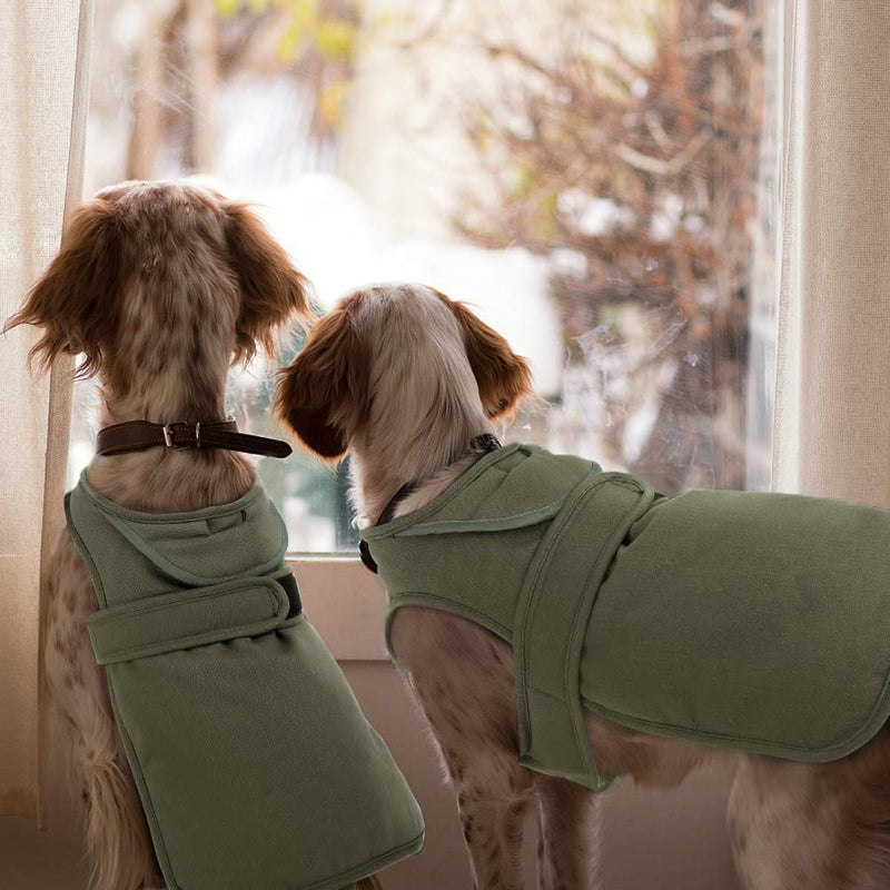 Kuoser Canvas Cold Weather Dog Coat for Winter, Reflective Dog Warm Fleece Jacket Water Repellent Windproof Dog Vest for Small Medium Large Dogs with Zipper Leash Hole XS-3XL X-Large (Pack of 1) Army Green - BeesActive Australia