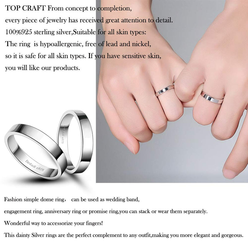 Dankadi Simple Fashion S925 Sterling Silver Ring Smooth Plain Dome Comfort Solid Silver Wedding Ring For Men & Women 3.5 mm Ring 3-13# classic style 13 - BeesActive Australia