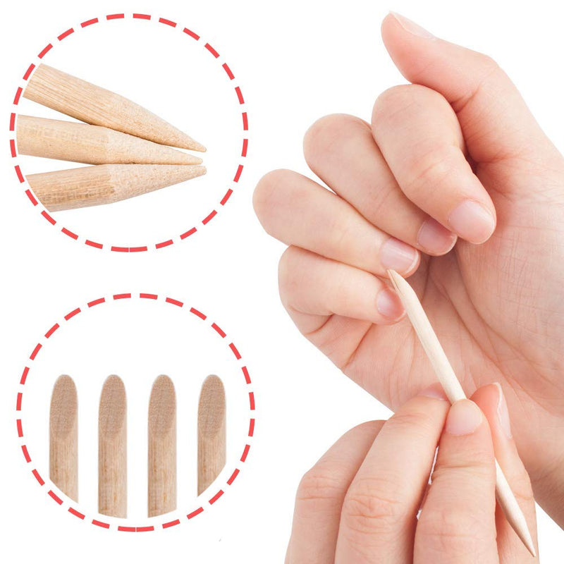 BNP 100Pcs Wood Nail Sticks Nail Art Double Sided Multi Functional Cuticle Pusher Remover Manicure Pedicure Tools - BeesActive Australia