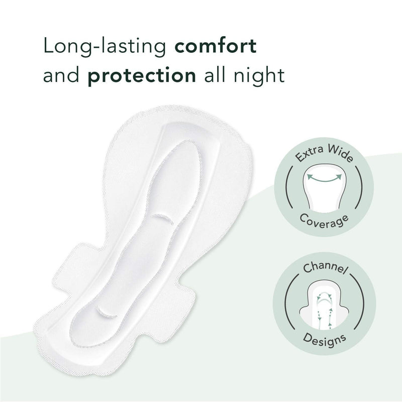 Rael Organic Sanitary Towels Heavy Absorbency, Unscented, Ultra Thin Pads with Wings for Women (Overnight, 40 Count) - BeesActive Australia