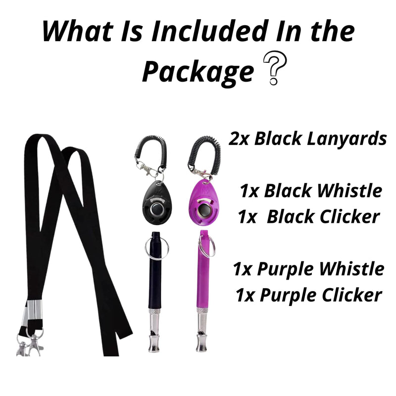 2 Pack Dog Whistle And 2 Clicker With Free Black Lanyards Ultrasonic Devices For Bark Control Training Tools Silent Puppy Whistles To Stop Barking Perfect Clickers Wrist Strap For Behavioral Training. - BeesActive Australia