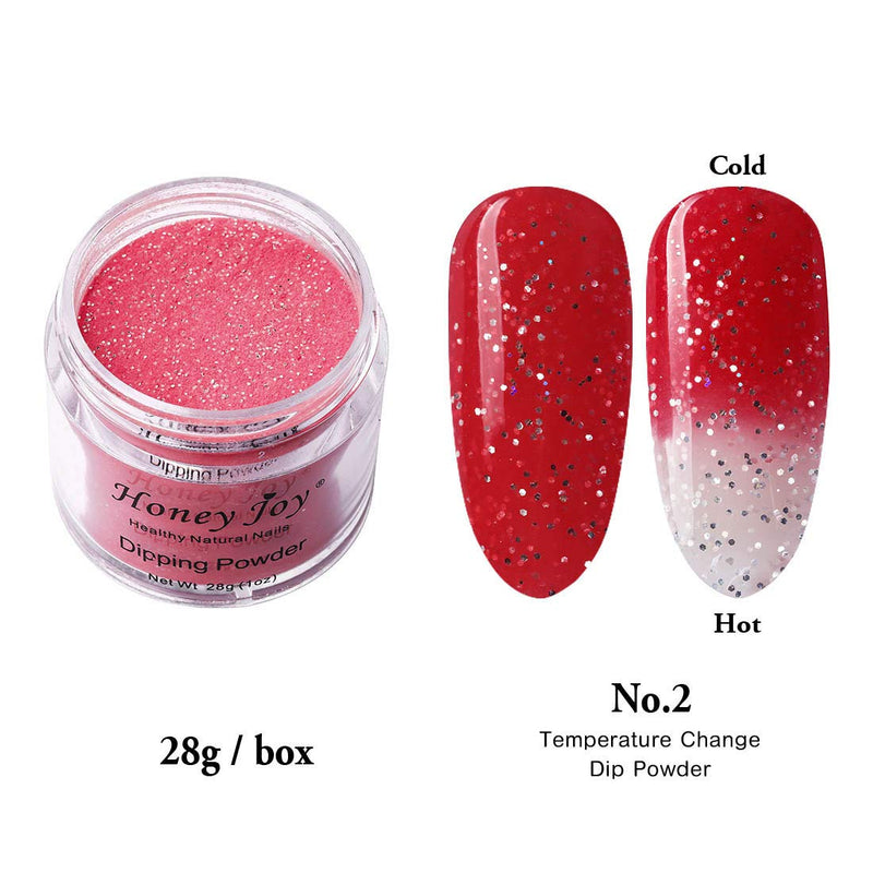 28g/Box Red and White Temperature Color Change Shine Glitter Dip Powder Nails Dipping Nails Long-lasting Nails No UV Light Needed, (W-No.2) W-No.2 - BeesActive Australia