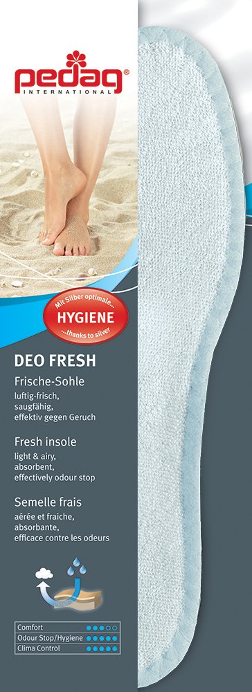 pedag pedag Deo Fresh Natural Terry Cotton & Sisal Insoles, Handmade in Germany, Fully Washable, Perfect for Keeping Feet Dry and Fresh in The Summer, US W8 / EU 38, Pale Blue, 1 Pair US L8/EU38 White - BeesActive Australia