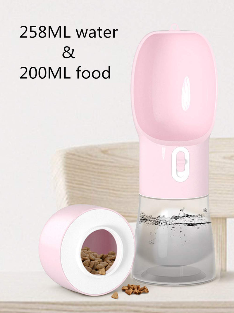Misthis Dog Travel Water Bottle,Portable Dog Water Bottle Pet Drinking Bottle Drink Cup Dish Bowl Dispenser for Walking Traveling Hiking, Multifunctional Outdoor Water&Food Bowl for Dogs and Cats Pink - BeesActive Australia