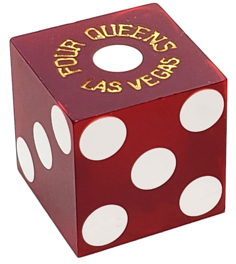 Four Queens Las Vegas Casino Table-Played 19mm Matching Serial Numbers Craps Dice Red Frosted with Pouch - Set of 2 Dice (Dice Pair) Set of 2 Dice (Dice Pair) - BeesActive Australia