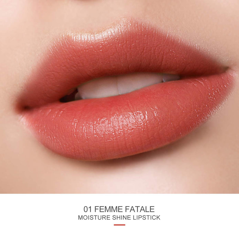 OULAC Shine to Shine Moisture Shine Lipstick, Glossy Finish, Vegan Friendly, 2.2 grams / 0.07 ounces, Femme Fatale (01) Femme Fatale (01) - BeesActive Australia