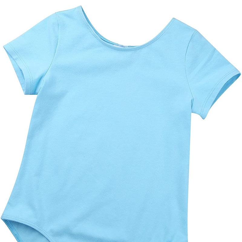 KKmeter Kids Girls Short Sleeve Ballet Leotards with Separated Skirt 2pcs Gymnastic Dance Ballet Tutu Dresses Blue 5-6 - BeesActive Australia