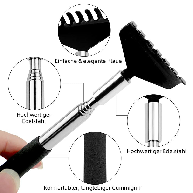 Back Scratcher, WOVTE Black Portable Extendable Stainless Steel Telescoping Back Massager for Adults Men Women Itch Relief (7.87 to 26.77 Inch) - BeesActive Australia