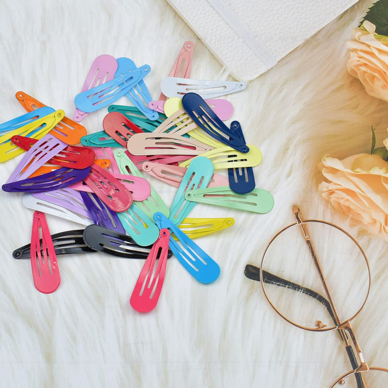 40 Pcs Metal Snap Hair Clips Candy Color 2 Inch Non Slip Kids Barrettes Girls' Hair Accessories - BeesActive Australia