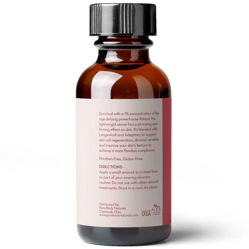 Retinol Face Serum by Pure Body Naturals - Retinol Serum with Witch Hazel, Myrtle Oil, and Ginseng - Age-Defying Wrinkle Cream and Dark Spot Corrector for Eye, Skin, and Face Wrinkles - 1 Fl Oz 1 Pack - BeesActive Australia