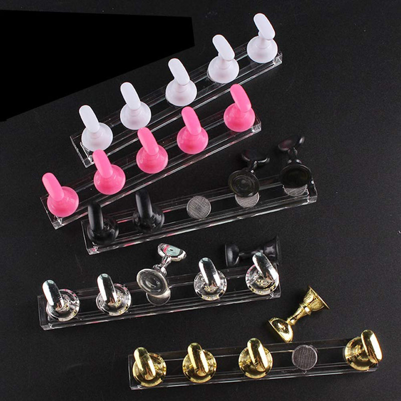 2 Sets Nail Art Practice Display Stand Nail Tips Practice Stand Magnetic Crystal Nail Training Display False Nail Tip Holder Showing Shelf Magnetic Manicure Nail Art Salon Tool(Golden, Silver) - BeesActive Australia