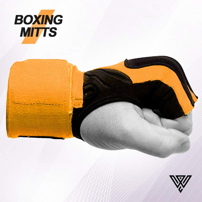 [AUSTRALIA] - WYOX Boxing Wraps MMA Gloves Inner Boxing Gloves for Women & Men - EZ-Off & On - Thick Knuckle Padding - Breathable Fabric Orange L-XL 