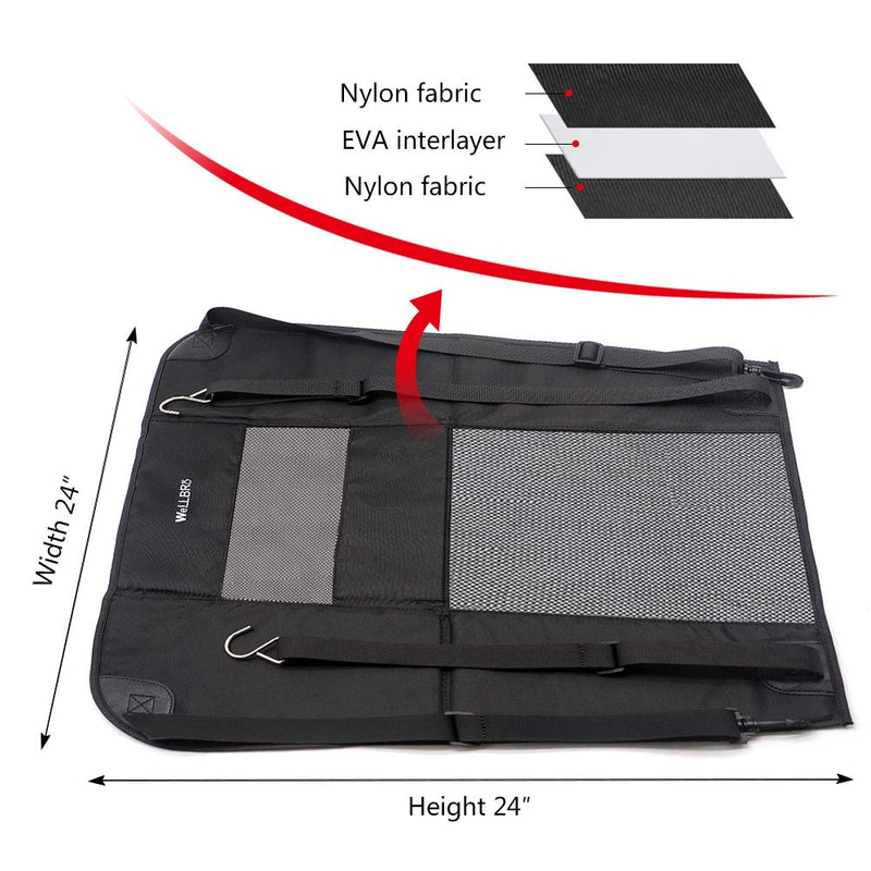 Wellbro Dog Car Backseat Barrier, Padded and Durable Nylon Net Pet Barrier, Vehicle Travel Dog Fence with 2 Mesh Windows, for Safe Driving, Easy to Install and Adjust for All Cars, 24" x 24" Black - BeesActive Australia