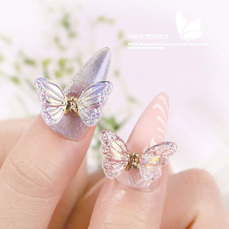 Lookathot 8PCS/Set 3D Nail Art Decals Spring Flying Butterfly Meteorite Do not Fade Metallic Studs Chain Rhinestones Crystal Alloy Manicure DIY Decoration Tools - BeesActive Australia
