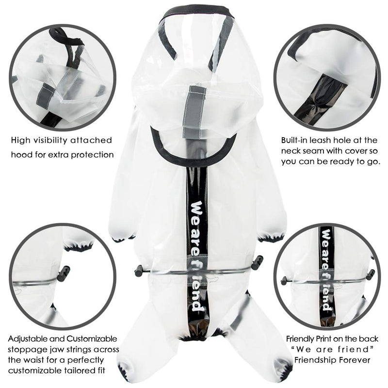 PTESYARDS Dog Raincoats Waterproof Dog Hooded Rain Jacket Poncho with Reflective Strip, Transparent Adjustable Pet Slicker with Harness Hole Small - BeesActive Australia