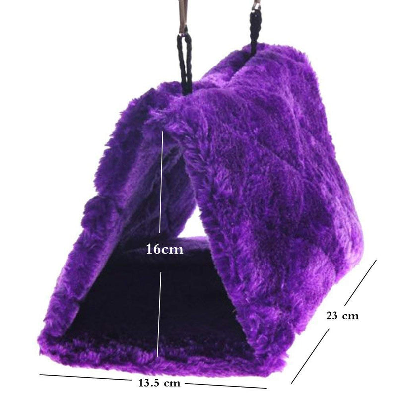 Plush Pet Bird Hut Nest Cdycam Hammock Hanging Cage Warm Nest Happy Snuggle Cave Tent Medium (Pack of 1) Purple - BeesActive Australia