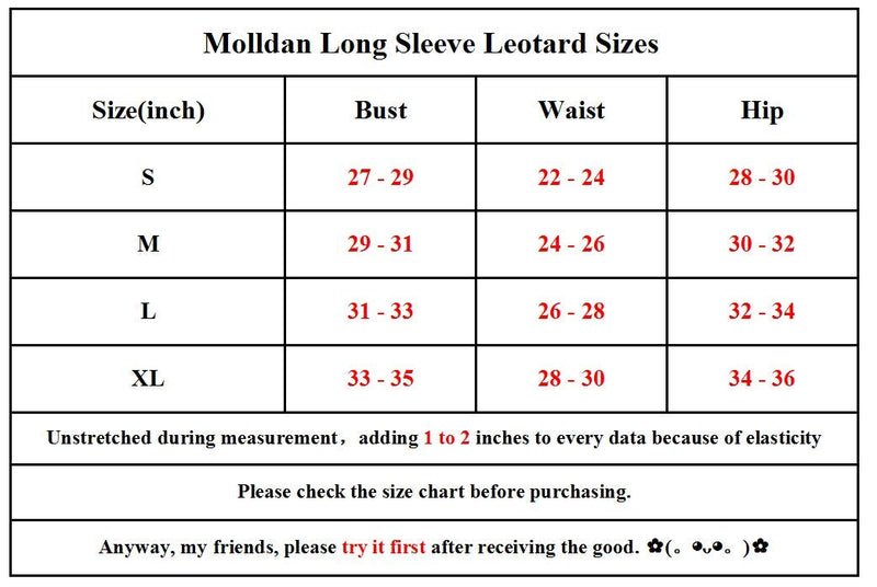 [AUSTRALIA] - MOLLDAN Women’ s Basic Long Sleeve Ballet Dance Leotard White Large 