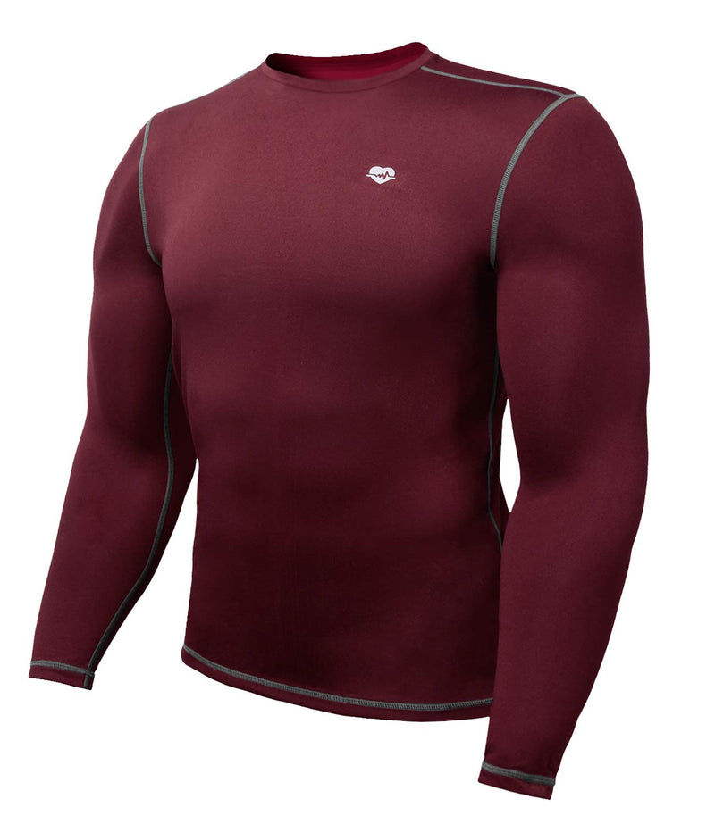 [AUSTRALIA] - Zengjo Mens Base Layer Shirt Long Sleeve Athletic Running T Shirts Lightweight Undershirt Large Maroon 