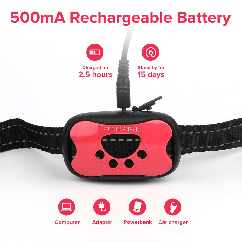 PcEoTllar Dog Bark Collar, Rechargeable Bark Collar for Large Dogs No Shock Bark Collar with Beep Vibration, Humane Bark Collars for Small Medium Large Dogs, Anti-Barking Control Device Red - BeesActive Australia