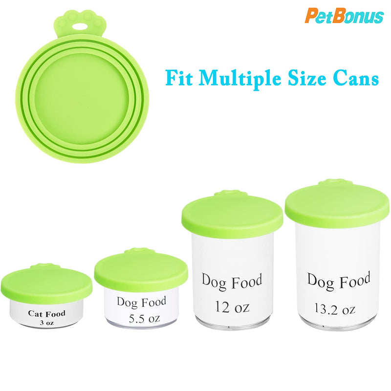PetBonus Silicone Pet Can Lids, Dog Cat Food Can Covers, Universal Size Can Tops, 1 fit 3 Standard Size Food Cans, BPA Free Dishwasher Safe Green+ Orange - BeesActive Australia