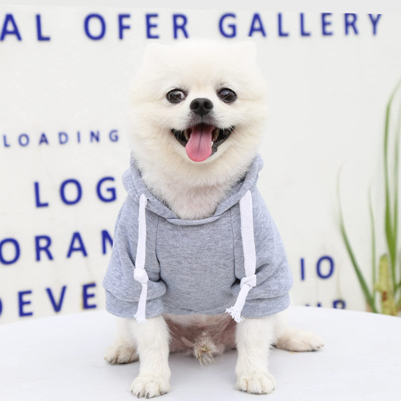 PETCARE Pet Dog Hoodie Sweater Warm Soft Fleece Sweatshirts with Pocket Fall Winter Puppy Cat Sweaters Clothes for Small Dogs Cats Chihuahua Yorkies French Bulldog Outfits M(Fit 4-6 lbs) grey - BeesActive Australia