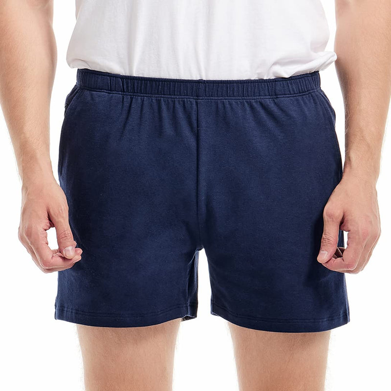 AIMPACT Mens Lounge Shorts Breathable Soft 4 Inch Lightweight Simple Active Shorts Sleep Bottoms Royal Blue Large - BeesActive Australia