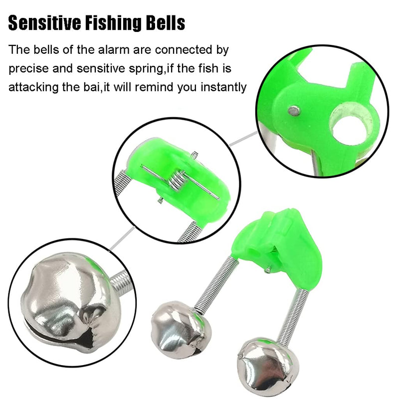 JZTang Fishing Bells with Lights 20 Pcs LED Night Fishing Lights 10 Pcs Fishing Rod Bait Alarm Bell Green - BeesActive Australia