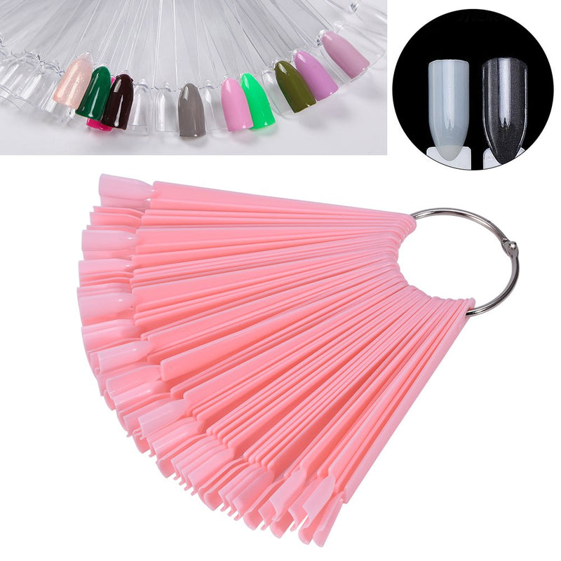 50 pcs Nail Art Sticks, Fan Shape Nail Art Tips Display Polish Board Display Practice Sticks Tool with a Hoop, Nail Art Practice Templates - BeesActive Australia