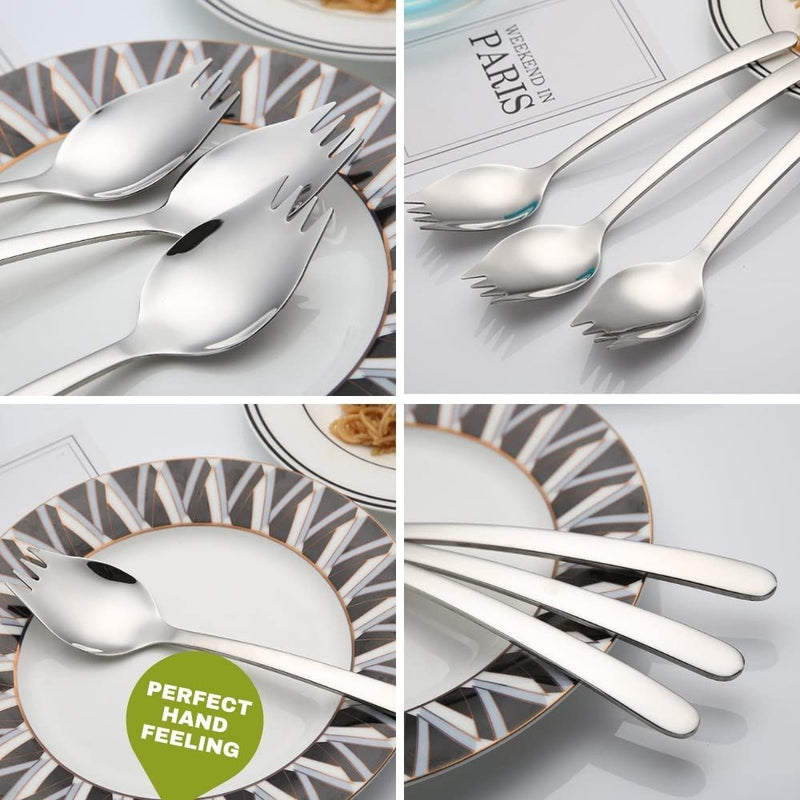KAISHANE Sporks 18/10 Stainless Steel 3-Pack 8.5-Inch Sporks for Household Use, Ice Cream Spoon & Salad Forks, Fruit Appetizer Dessert - BeesActive Australia