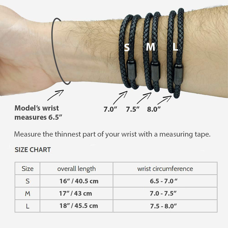 globi Leather Bracelet For Men | Genuine Wrap Braided Leather Cuff Bangle Bracelet with Magnetic Stainless Steel Clasp For Men/Women Red 8 Inches - BeesActive Australia
