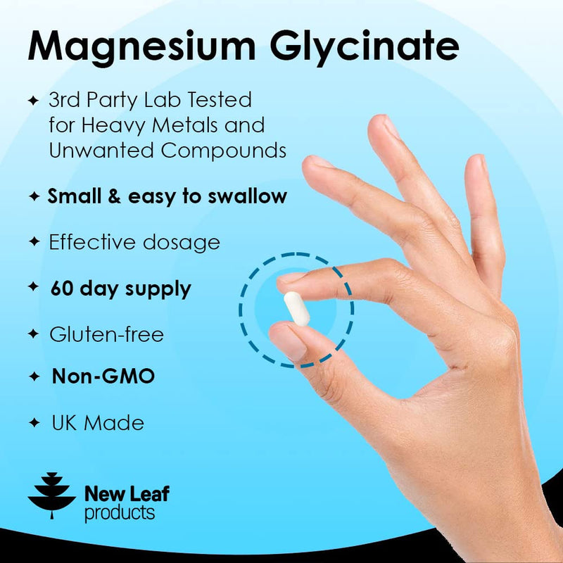 Magnesium Glycinate Supplements - 120 High Strength Capsules - 1040mg of Magnesium Providing 208mg Elemental Magnesium Per Serving - Pure Active Ingredient - UK Manufactured 120 count (Pack of 1) - BeesActive Australia