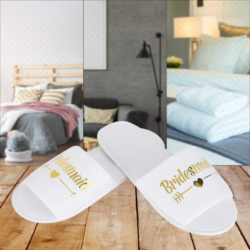 wosume 【𝐌𝐚𝐫𝐫𝒚 𝐂𝐡𝐫𝐢𝐬𝐭𝐦𝐚𝐬 𝐋𝐨𝒘𝐞𝐬𝐭 𝐏𝐫𝐢𝐜𝐞】 Slippers Disposable, 5 Pair Letters Print Disposable Slippers for Hotel Wedding Party Shooting Props(Bridesmaid) Bridesmaid - BeesActive Australia